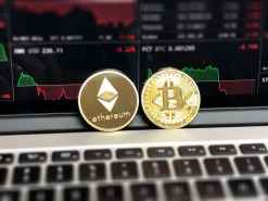 ethereum and bitcoin emblems